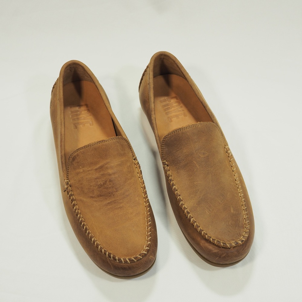 Frye Lewis Venetian 2.0 Mens 8.5 Tan Leather Driving Loafer Whipstitch Moc Toe